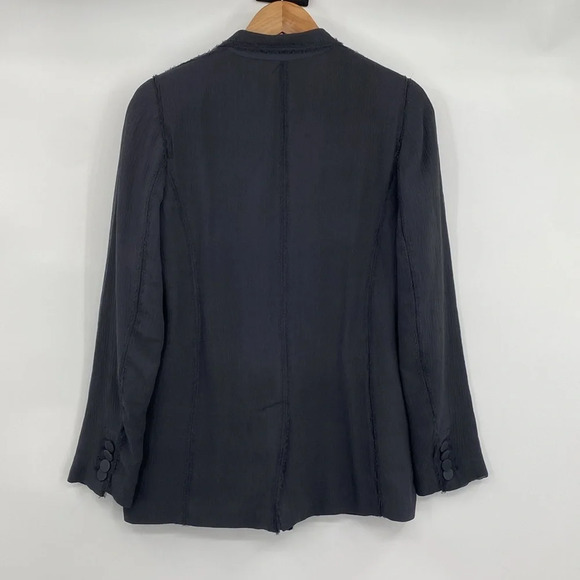 Club Monaco Blazer Womens 0 Gray Silk One Button Front Business Raw Hem - Picture 8 of 12